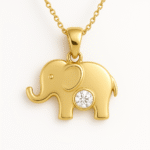 Lucky Elephant Pendant Necklace in Gold Finish
