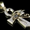 Black Eye of Horus Ankh Pendant made in 10K Solid Gold Studded with VVS Moissanite Diamonds ,Evil Eye Pendant, Goodluck, handmade Jewelry