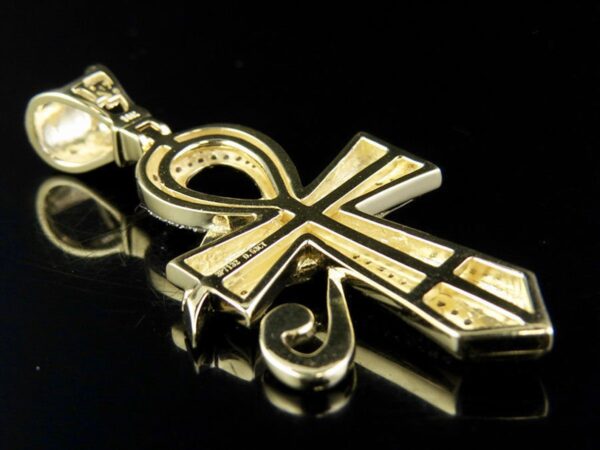 Black Eye of Horus Ankh Pendant made in 10K Solid Gold Studded with VVS Moissanite Diamonds ,Evil Eye Pendant, Goodluck, handmade Jewelry