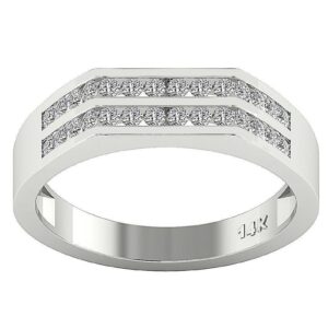 SI1 F 0.60 Ct Natural Round Diamond 14K Rose Gold/Yellow Gold/White Gold Channel Setting Men's Wedding Ring With Certificate