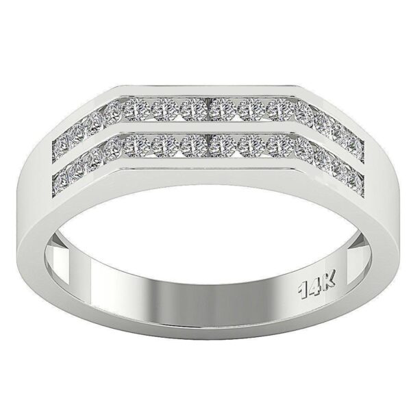 SI1 F 0.60 Ct Natural Round Diamond 14K Rose Gold/Yellow Gold/White Gold Channel Setting Men's Wedding Ring With Certificate