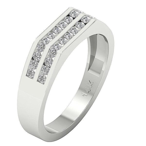 SI1 F 0.60 Ct Natural Round Diamond 14K Rose Gold/Yellow Gold/White Gold Channel Setting Men's Wedding Ring With Certificate