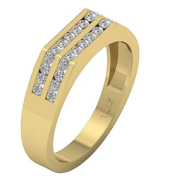 SI1 F 0.60 Ct Natural Round Diamond 14K Rose Gold/Yellow Gold/White Gold Channel Setting Men's Wedding Ring With Certificate