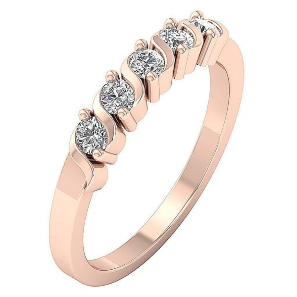 Five Stone Genuine Real Diamond SI1 G 0.75 Ct 14K Solid Yellow Gold/White Gold/ Rose Gold Wedding Anniversary Ring With Certificate