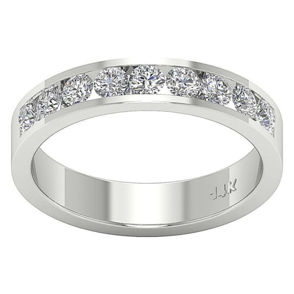 I1 H 1.10Ct Round Diamond/Lab Diamond Channel Set 14Kt White Gold/Rose Gold/ Yellow Gold Anniversary Wedding Ring With Certificate