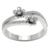 I1 G 0.45 Ct Round Diamond Designer Two Floral Anniversary Ring 14K White Gold With Certificate