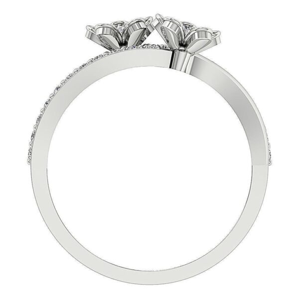 I1 G 0.45 Ct Round Diamond Designer Two Floral Anniversary Ring 14K White Gold With Certificate