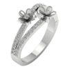 I1 G 0.45 Ct Round Diamond Designer Two Floral Anniversary Ring 14K White Gold With Certificate