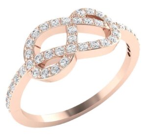 SI1 G 0.50Ct Round Real Diamond Knot Engagement Ring 14K White Gold/Rose Gold/ Yellow Gold Anniversary Wedding Ring with Certificate