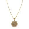I1 -H 1.30 Ct Genuine Natural Real Diamond Iced Out 2.2" Round Praying Hand 14K Yellow Gold/White Gold Pendant with Authenticate Certificate