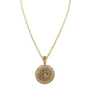 I1 -H 1.30 Ct Genuine Natural Real Diamond Iced Out 2.2" Round Praying Hand 14K Yellow Gold/White Gold Pendant with Authenticate Certificate