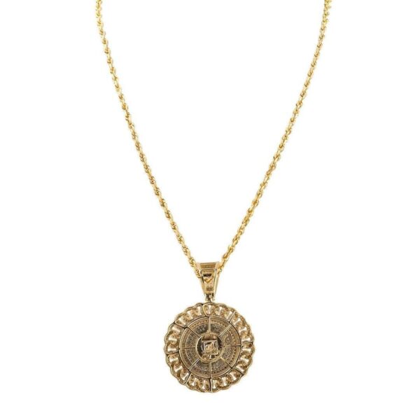 I1 -H 1.30 Ct Genuine Natural Real Diamond Iced Out 2.2" Round Praying Hand 14K Yellow Gold/White Gold Pendant with Authenticate Certificate
