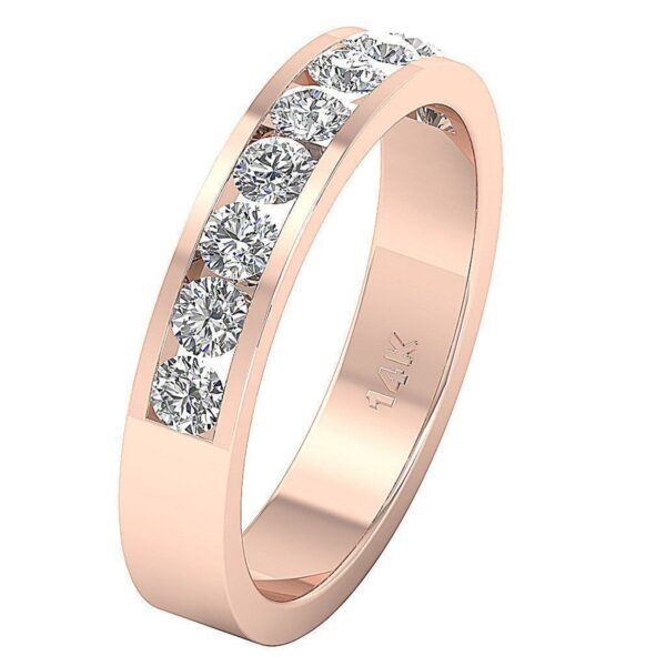 I1 H 1.10Ct Round Diamond/Lab Diamond Channel Set 14Kt White Gold/Rose Gold/ Yellow Gold Anniversary Wedding Ring With Certificate