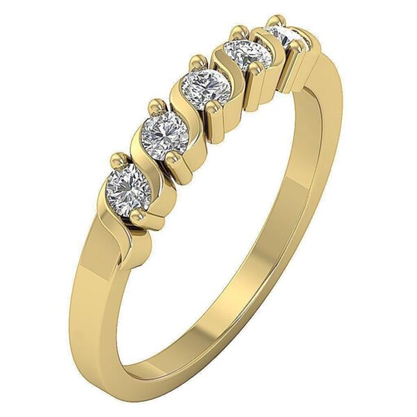 Five Stone Genuine Real Diamond SI1 G 0.75 Ct 14K Solid Yellow Gold/White Gold/ Rose Gold Wedding Anniversary Ring With Certificate