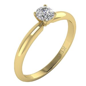 Solitaire Ring Wedding Band I1 G 0.30 Ct Round Diamond Prone Setting 14K White Gold/Rose Gold/Yellow Gold with Authentic Certificate