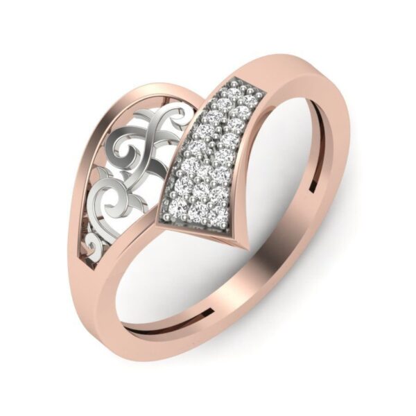 Designer I1 F 0.12Ct Real Diamond Two Tone Wedding Christmas Gift Ring 14Kt White Gold/Yellow Gold/Rose Gold with Authenticate Certificate