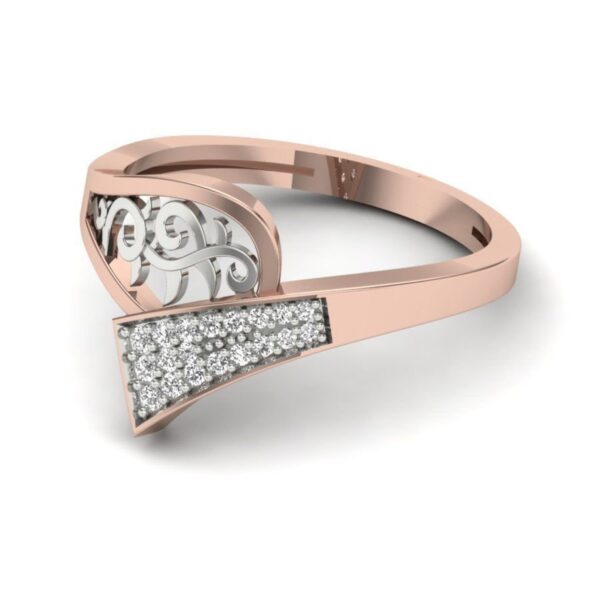 Designer I1 F 0.12Ct Real Diamond Two Tone Wedding Christmas Gift Ring 14Kt White Gold/Yellow Gold/Rose Gold with Authenticate Certificate