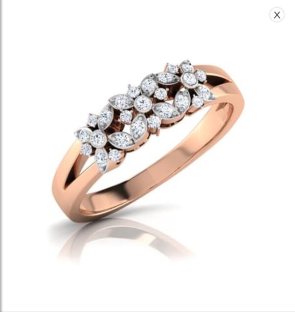 3 Flower Set SI F-G 0.13Ct Real Diamond Wedding Christmas Gift Ring 14Kt White Gold/Yellow Gold/Rose Gold with Authenticate Certificate