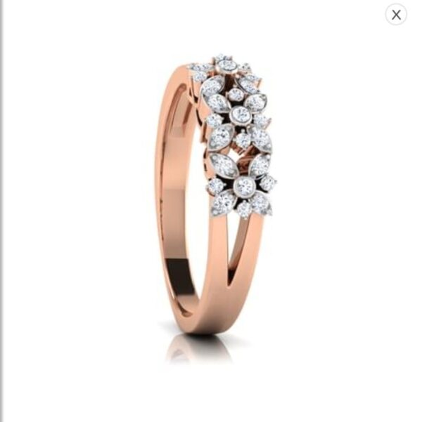 3 Flower Set SI F-G 0.13Ct Real Diamond Wedding Christmas Gift Ring 14Kt White Gold/Yellow Gold/Rose Gold with Authenticate Certificate