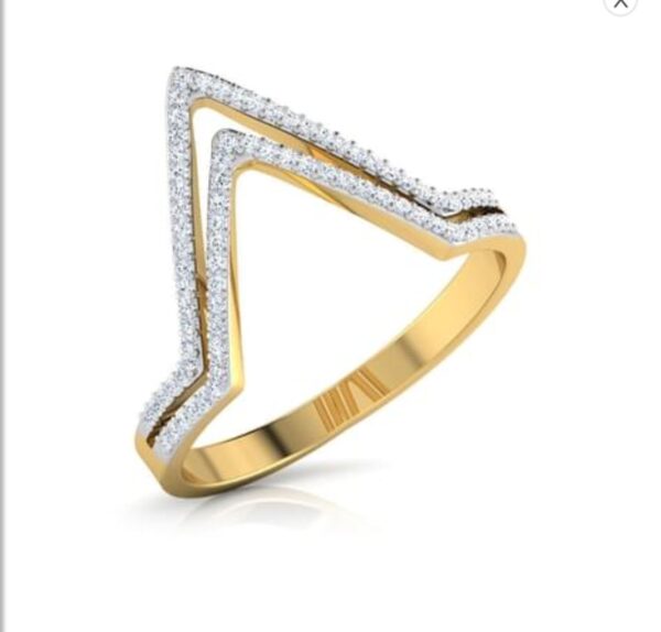 Two Raw V Shape SI F-G 0.25Ct Real Diamond Wedding Christmas Gift Ring 14Kt White Gold/Yellow Gold/Rose Gold with Authenticate Certificate