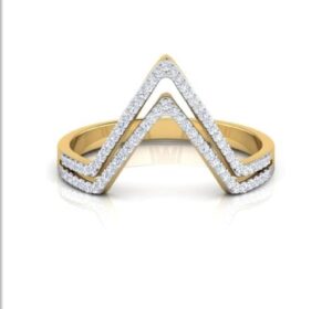 Two Raw V Shape SI F-G 0.25Ct Real Diamond Wedding Christmas Gift Ring 14Kt White Gold/Yellow Gold/Rose Gold with Authenticate Certificate