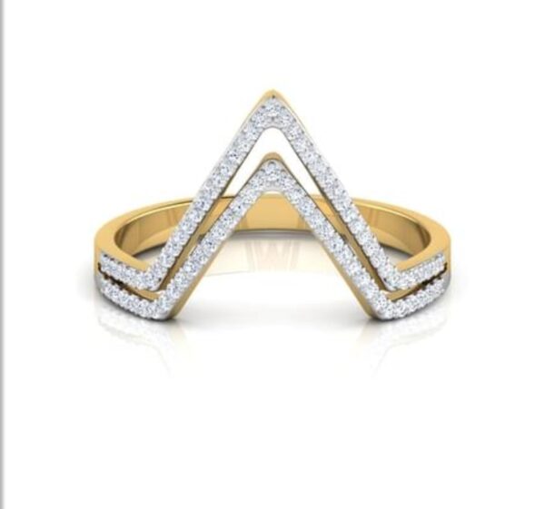 Two Raw V Shape SI F-G 0.25Ct Real Diamond Wedding Christmas Gift Ring 14Kt White Gold/Yellow Gold/Rose Gold with Authenticate Certificate