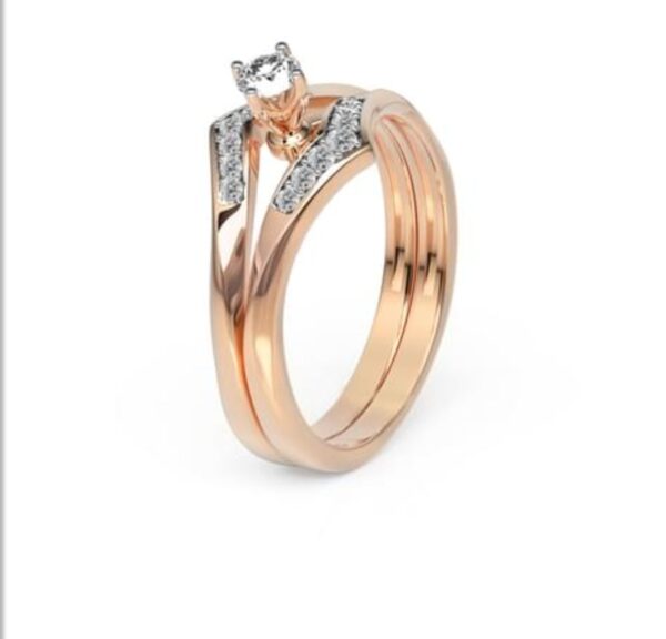 Two Lovely Band SI FG 0.23Ct Real Diamond Wedding Christmas Gift Ring 14Kt White Gold/Yellow Gold/Rose Gold wiAuthenticate Certificate