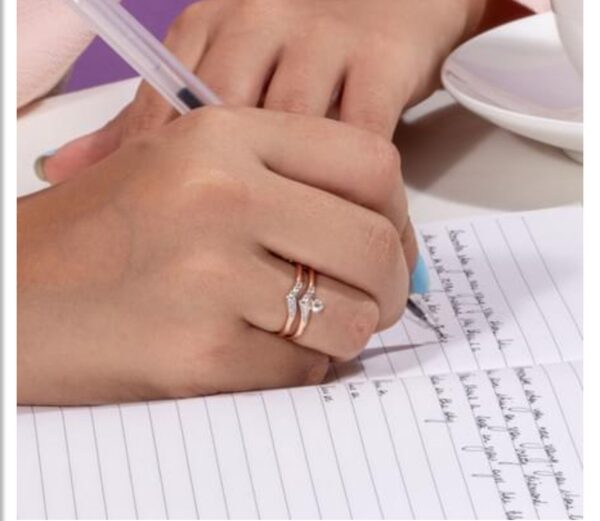 Two Lovely Band SI FG 0.23Ct Real Diamond Wedding Christmas Gift Ring 14Kt White Gold/Yellow Gold/Rose Gold wiAuthenticate Certificate