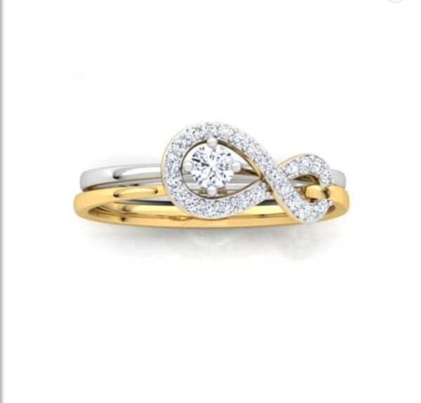Two Individual Band Combined to One Designer SI FG 0.31Ct Real Diamond Christmas Gift Ring 14Kt White Gold With Authenticate Certificate
