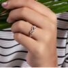 Two Individual Band Combined to One Designer SI FG 0.31Ct Real Diamond Christmas Gift Ring 14Kt White Gold With Authenticate Certificate