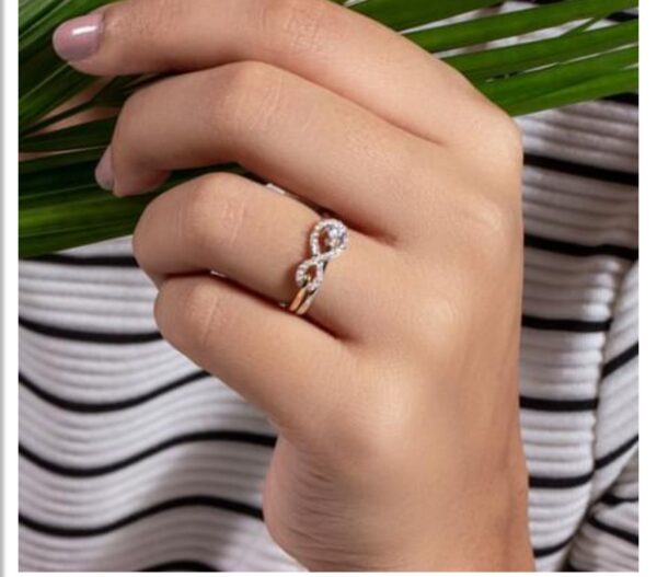 Two Individual Band Combined to One Designer SI FG 0.31Ct Real Diamond Christmas Gift Ring 14Kt White Gold With Authenticate Certificate