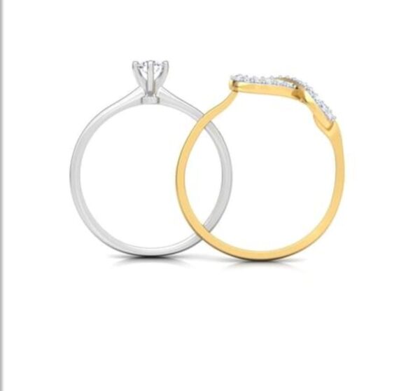 Two Individual Band Combined to One Designer SI FG 0.31Ct Real Diamond Christmas Gift Ring 14Kt White Gold With Authenticate Certificate