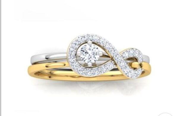 Two Individual Band Combined to One Designer SI FG 0.31Ct Real Diamond Christmas Gift Ring 14Kt White Gold With Authenticate Certificate