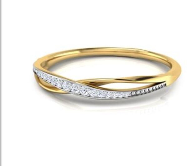 Beryl Overlapping Ring VS1 E 0.07Ct Real Diamond Wedding Christmas Gift Ring 14Kt White Gold/Yellow Gold/Rose Gold Authenticate Certificate