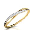 Beryl Overlapping Ring VS1 E 0.07Ct Real Diamond Wedding Christmas Gift Ring 14Kt White Gold/Yellow Gold/Rose Gold Authenticate Certificate