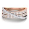 Trio Overlapping Ring SI FG 0.43Ct Real Diamond Wedding Christmas Gift Ring 14Kt White Gold/Yellow Gold/Rose Gold Authenticate Certificate