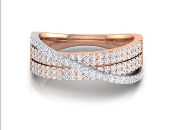 Trio Overlapping Ring SI FG 0.43Ct Real Diamond Wedding Christmas Gift Ring 14Kt White Gold/Yellow Gold/Rose Gold Authenticate Certificate