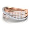 Trio Overlapping Ring SI FG 0.43Ct Real Diamond Wedding Christmas Gift Ring 14Kt White Gold/Yellow Gold/Rose Gold Authenticate Certificate