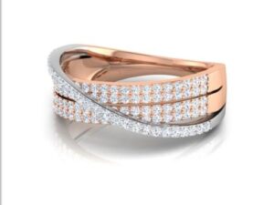 Trio Overlapping Ring SI FG 0.43Ct Real Diamond Wedding Christmas Gift Ring 14Kt White Gold/Yellow Gold/Rose Gold Authenticate Certificate