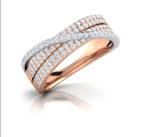 Trio Overlapping Ring SI FG 0.43Ct Real Diamond Wedding Christmas Gift Ring 14Kt White Gold/Yellow Gold/Rose Gold Authenticate Certificate