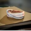 Trio Overlapping Ring SI FG 0.43Ct Real Diamond Wedding Christmas Gift Ring 14Kt White Gold/Yellow Gold/Rose Gold Authenticate Certificate