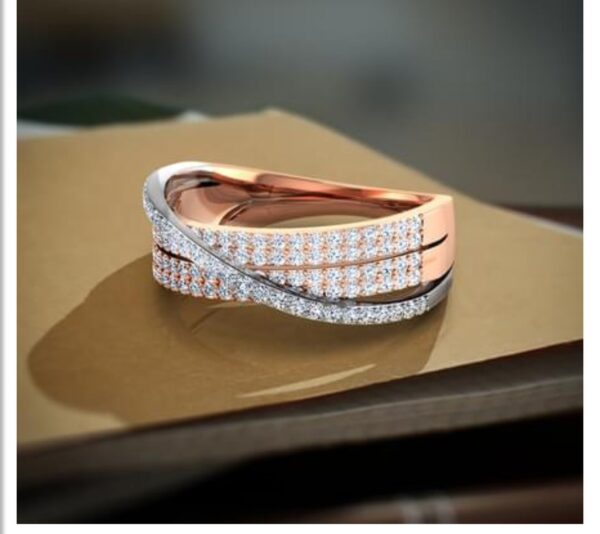 Trio Overlapping Ring SI FG 0.43Ct Real Diamond Wedding Christmas Gift Ring 14Kt White Gold/Yellow Gold/Rose Gold Authenticate Certificate