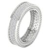 3 Row Eternity Engagement Ring Round Cut Real Genuine Diamond I1 G 3.25 Ct 14K Yellow Gold/White Gold/Rose Gold Authenticate Certificate