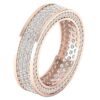 3 Row Eternity Engagement Ring Round Cut Real Genuine Diamond I1 G 3.25 Ct 14K Yellow Gold/White Gold/Rose Gold Authenticate Certificate