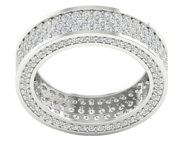 3 Row Eternity Engagement Ring Round Cut Real Genuine Diamond I1 G 3.25 Ct 14K Yellow Gold/White Gold/Rose Gold Authenticate Certificate