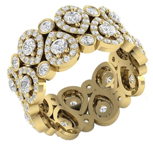 Eternity Engagement Ring I1 G 3.10Ct Genuine Diamond Prong Bezel Set 14K Yellow Gold/White Gold/Rose Gold Authenticate Certificate