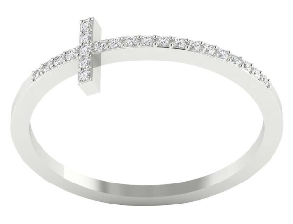 Cross Anniversary Ring SI1 H 0.15Ct Round Cut Diamond Prong Set 14K Solid Yellow Gold/White Gold/Rose Gold Authenticate Certificate