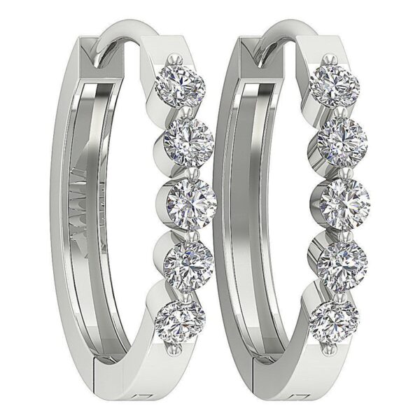 SI1 H 1/2Carat Round Cut Diamond Hoops Earrings Pave Set 14K Solid Yellow Gold/White Gold/Rose Gold Authenticate Certificate