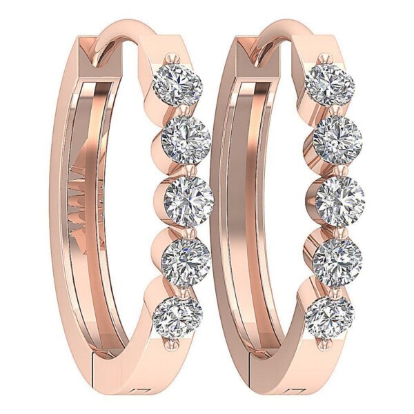 SI1 H 1/2Carat Round Cut Diamond Hoops Earrings Pave Set 14K Solid Yellow Gold/White Gold/Rose Gold Authenticate Certificate