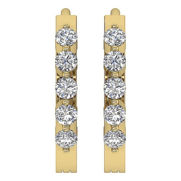 SI1 H 1/2Carat Round Cut Diamond Hoops Earrings Pave Set 14K Solid Yellow Gold/White Gold/Rose Gold Authenticate Certificate